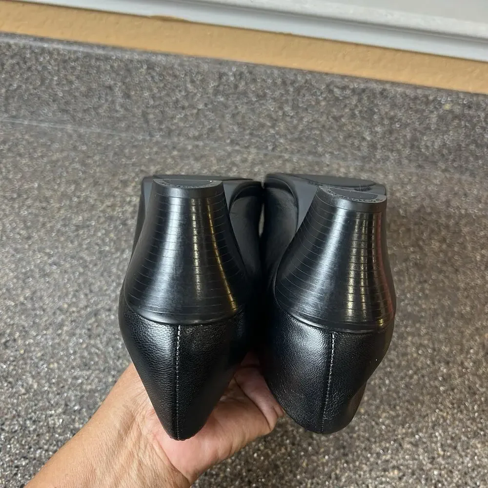 Munro Women's Size 10 N Black Leather Mary Jane Pump Snap On Comfort Heels Shoes